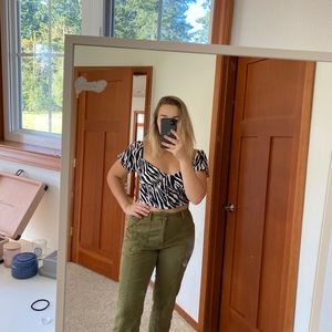 Zebra animal print Crop Blouse with buttons